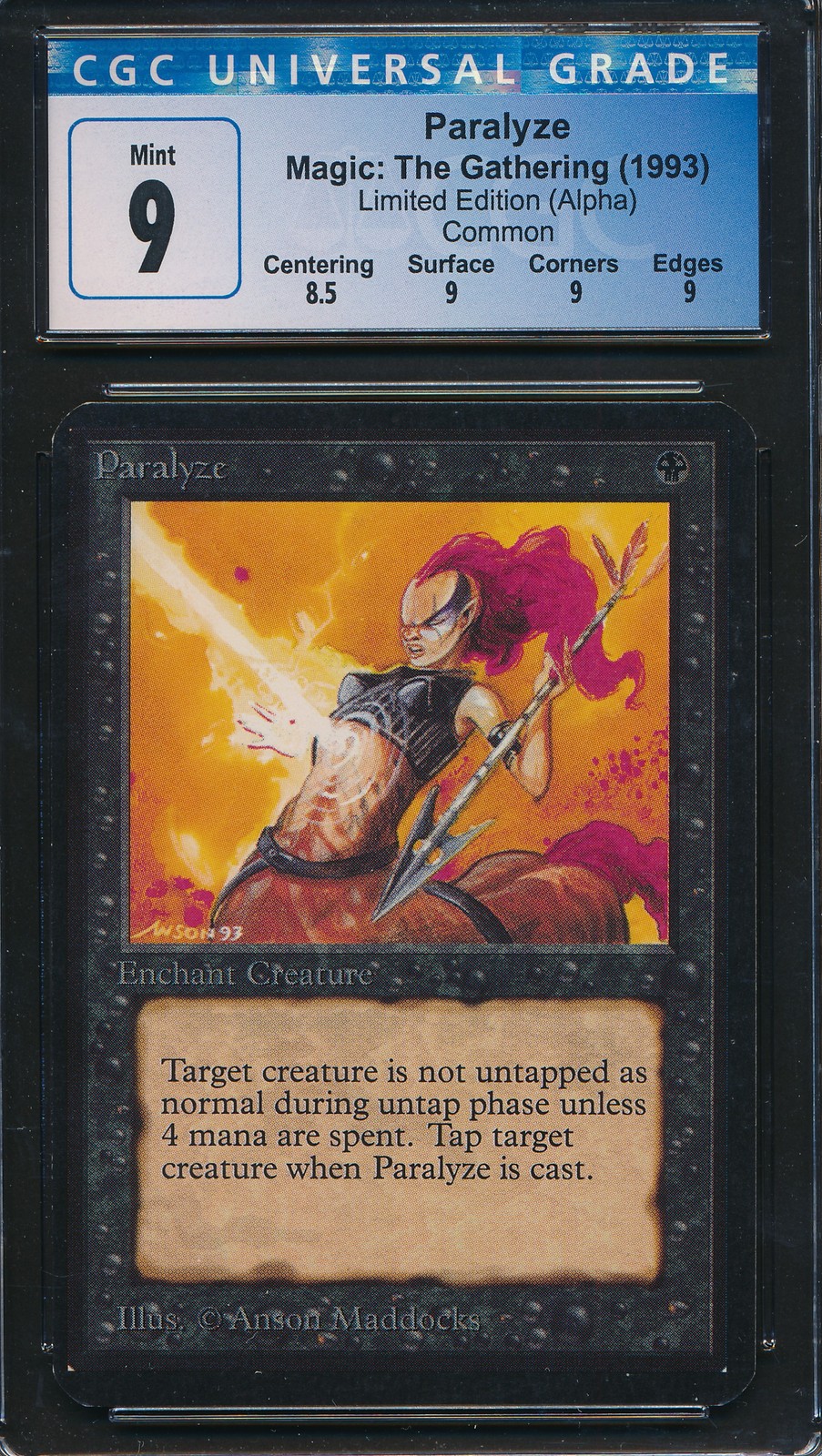 Alpha Paralyze CGC 9 Graded Magic MTG (1187) -magicgraders-