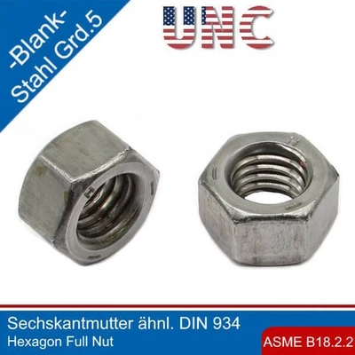 UNC Écrou Hexagonal ASME B18.2.2 Acier Grade 5 Blanc / Noir - Photo 1/4