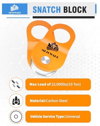  Offroad Recovery Kit - 10 Ton Snatch Block+ 8ft Tree Saver + D Ring Shackles