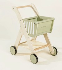 Wooden Kids Shopping Cart Toy   Pretend Play Grocery Trolley Push-Along