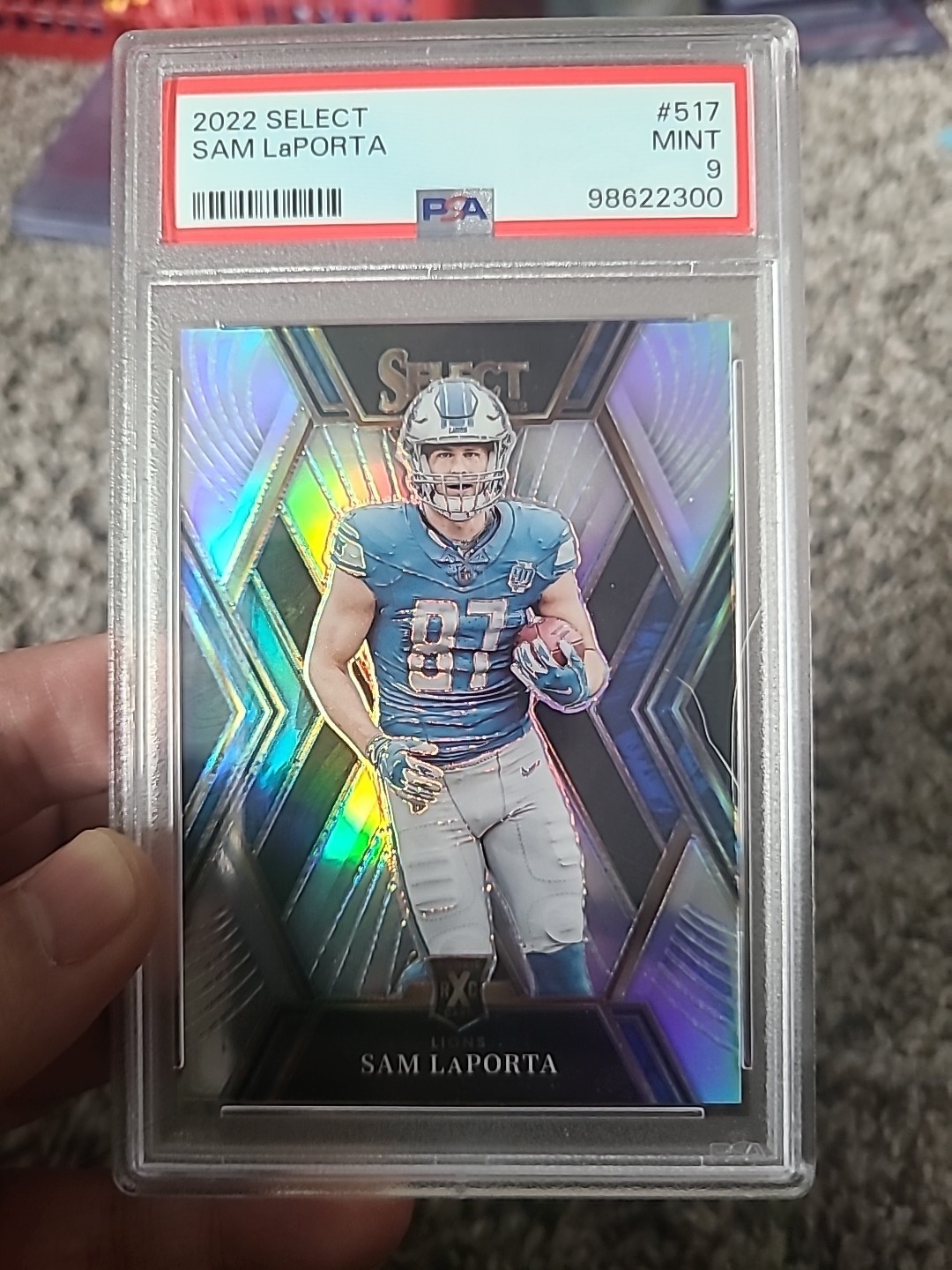 2022 Panini Select - 2023 XRC Sam LaPorta #517 Silver Prizm (RC) PSA 9 Lions