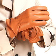 Mens Touchscreen Luxury Nappa Lambskin Leather Gloves Cashmere Lining