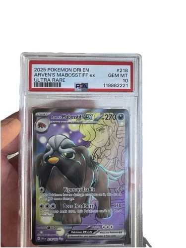 Pokémon TCG Arven's Mabosstiff EX 218/182 Ultra Rare Destined Rivals PSA 10