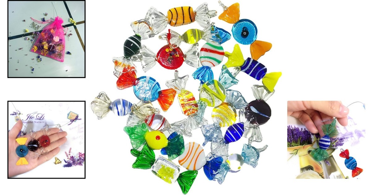 20Pcs Glass Candy Vintage Murano Glass Sweets Wedding Birthday Halloween View 2