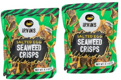 2-PACK Irvins Salted Egg SEAWEED CRISPS Big Bag, 8.1oz/230g each bag
