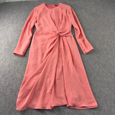 Max Mara Studio Bronte Twist Midikleid Damen UK Größe 8 korallenrosa Knoten vorne