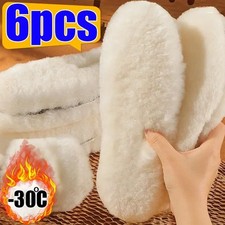Natural Sheepskin Wool Insoles for Men Women Winter Shoes Boots Warm Thicken