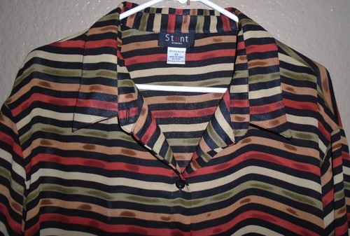 Stunt Women Blouse Plus Size 2X Button Up Long Sleeve Vintage Striped EUC - Picture 7 of 11