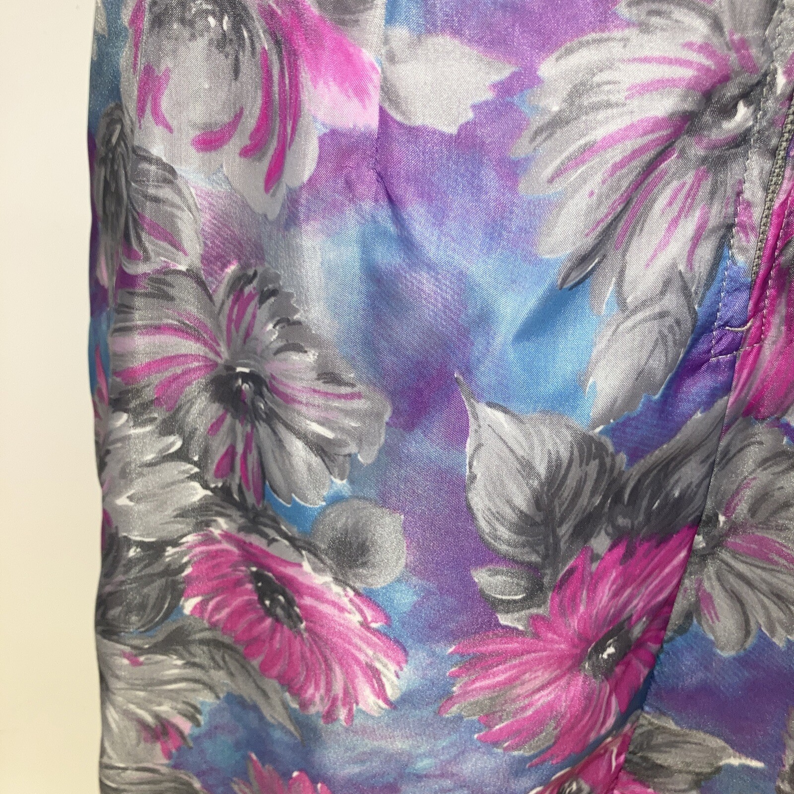 1950s Vintage Blue/Purple Floral Lined Dress Size 18" armpit to armpit Goodwood? 6