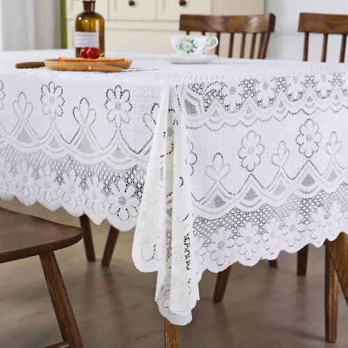White Vintage Embroidered Lace Tablecloth Table Cloth Cover Wedding Party Decor - Picture 29 of 42