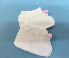 New 18" To 21" Baby Doll White Stretch Booties Socks Shoes With Pink Pompoms