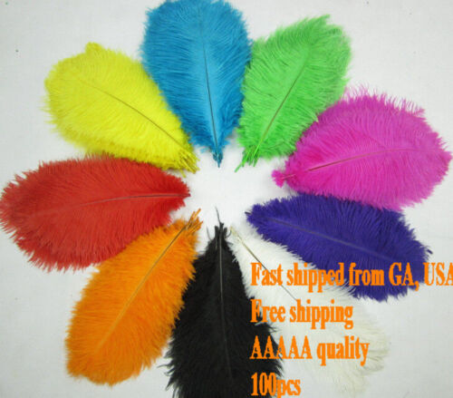 100 pcs Ostrich Feather 6-8 inches Craft feather Wedding Feather 36 colors - Picture 1 of 12