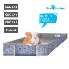 Paw Inspired Critter Box |Washable Guinea Pig Fleece Cage Liners w/ Raised Sides