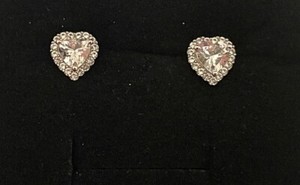 *NEW* Kay Jewelers Sterling Silver Lab Created White “HEART” Sapphire Earrings