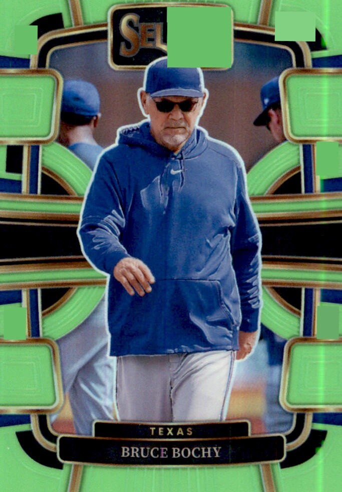 2024 Panini Select Baseball Bruce Bochy 47 Neon Green Prizm /49