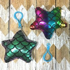 Mermaid Keychains Star Fob Charms Stuffed Metallic Lobster Clasp Ocean Sea