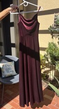 David’s Bridal DB Studio Gown Sz 0 Burgundy Velvet Pockets Beautiful