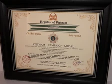 VIETNAM CAMPAIGN MEDAL COMMEMORATIVE CERTIFICATE w/Free Custom Printing