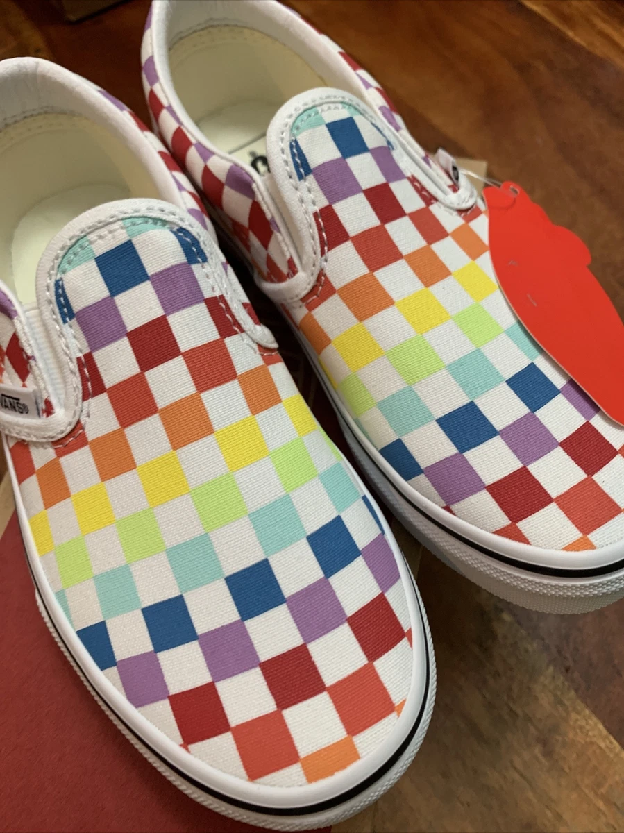 Rainbow checkered best sale vans kids