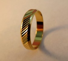 SIZE 4-13 WOMENS 14KT GOLD PLATED 5MM DIAGONAL LASER CUT WEDDING RING L3 