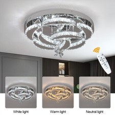 Dimmable K9 Crystal LED Ceiling Light Chandelier Living Room Bedroom with Remote