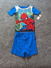 Marvel Spider-Man Boys 2 pc Short Set Size 4 Blue NWT Spidey