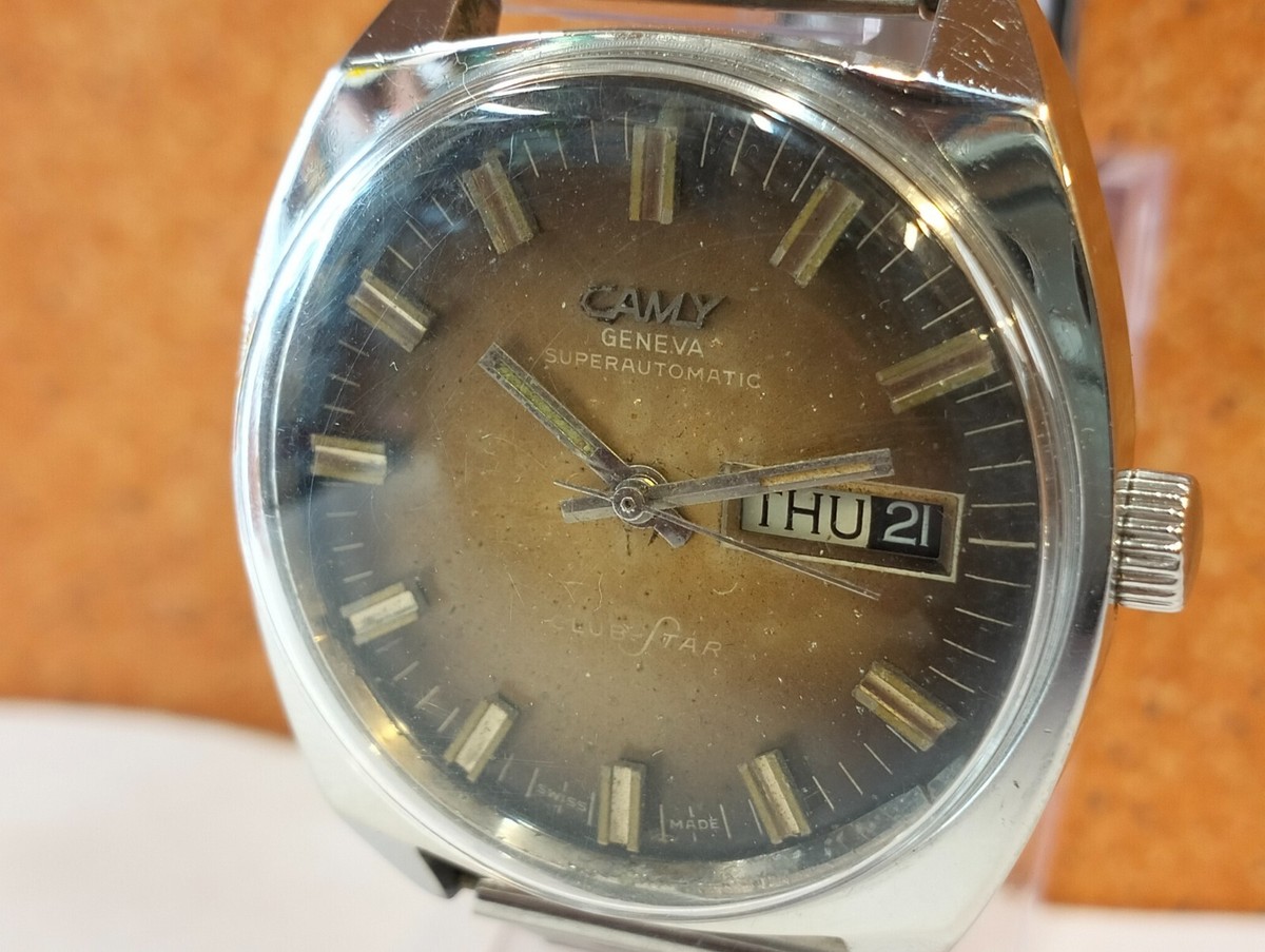 CAMY CLUB-STAR GENEVE 17 JEWELS AUTOMATIC PURPLE DIAL 7628 SWISS