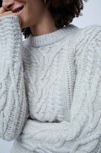 Hand Made Size 12 Cream Wool Cable Knit 