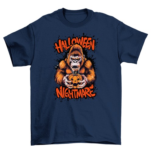 Halloween_242 Gorilla Pumpkin t-shirt - Spooky and Ape-solutely Hilarious! Unise - Picture 3 of 46