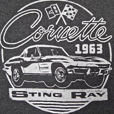 Corvette Shirt Mens Gray 2XL XXL Sting Ray Chevy GM LOGO Classic Car Retro NWT