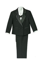 5pc Infant Baby Boy Black Double Breasted Formal Suit Tuxedo for 3 months to 1yr