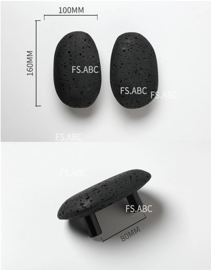 2 piezas manijas de puerta de piedra de lava volcán natural decorativas vintage Foto 3 de 4