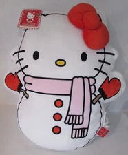 Sanrio Hello Kitty Red Bow Winter Holiday Snowman Large 20" Throw Pillow New