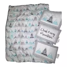 Sweet JoJo Designs Crib Comforter Blanket & Wall Hangings Climb Every Mountain