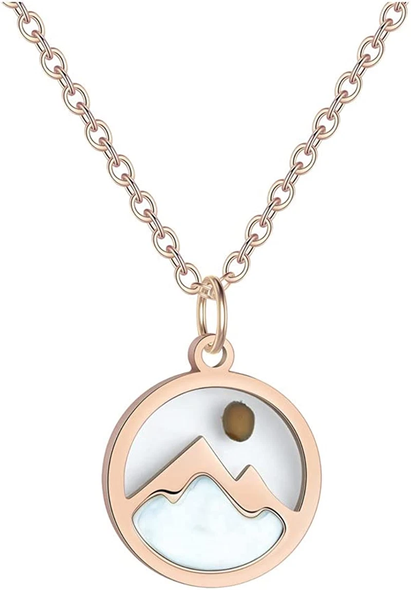 Rose gold mountain sales necklace