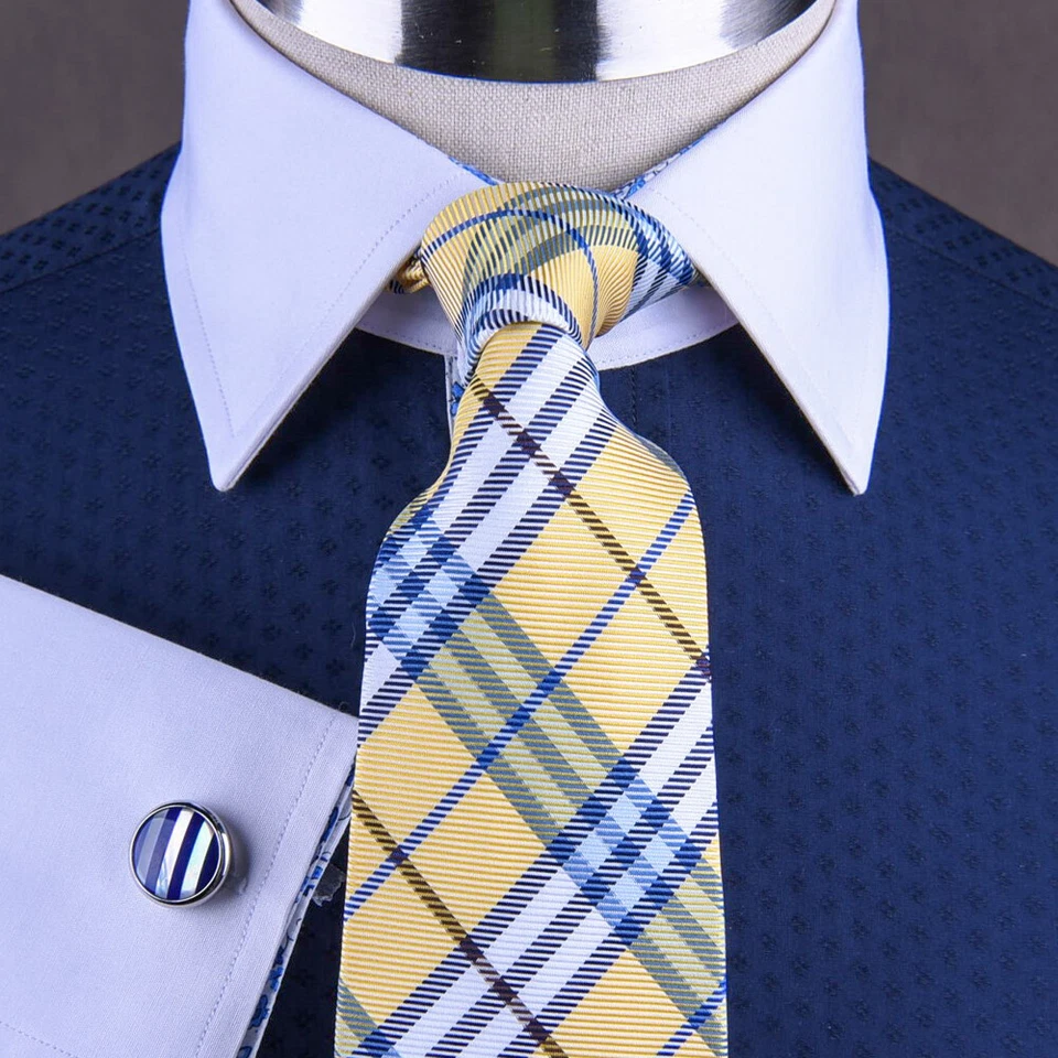 Сексуальный темно-синий бриллиант выцветания платье рубашка официальный бизнес контраст пейсли моды - Изображение 3 из 4