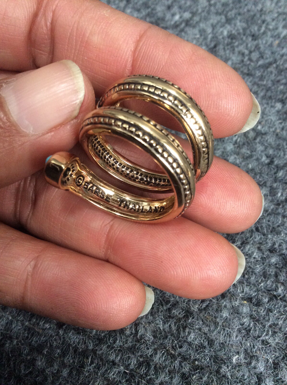 Statement Barse studio Bronze turquoise coil ring… - image 4