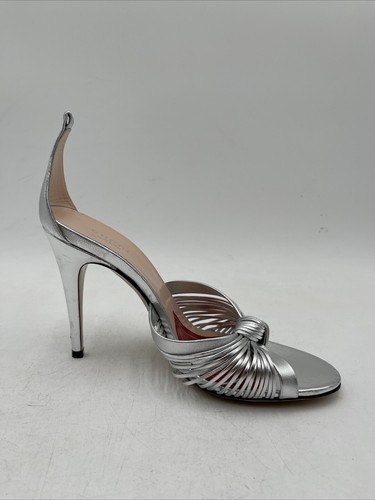 Women’s Gucci Crawford Metallic Leather Sandals Silver Size 38.5 - Picture 2 of 7