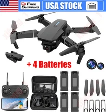 Drone 2025 4K HD Dual Camera WiFi FPV RC Foldable Quadcopter + 4 Batteries