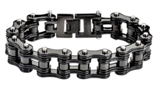 16mm High Polished Black Motorcycle Stainless Steel Bike Chain Bracelet 44