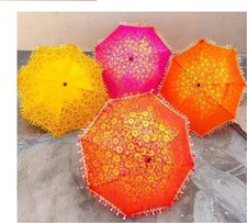 Indian Wedding Decorative Silk Embroidered Christmas Decor Multicolor Parasol