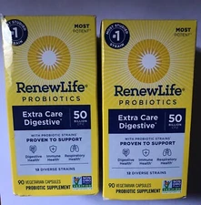 2 Renew Life Ultimate Flora Extra Care Probiotic 50 Billion 90 caps ships cold