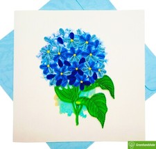 Tarjeta de felicitación para ramo de hortensia - Arte hecho a mano dedicado único