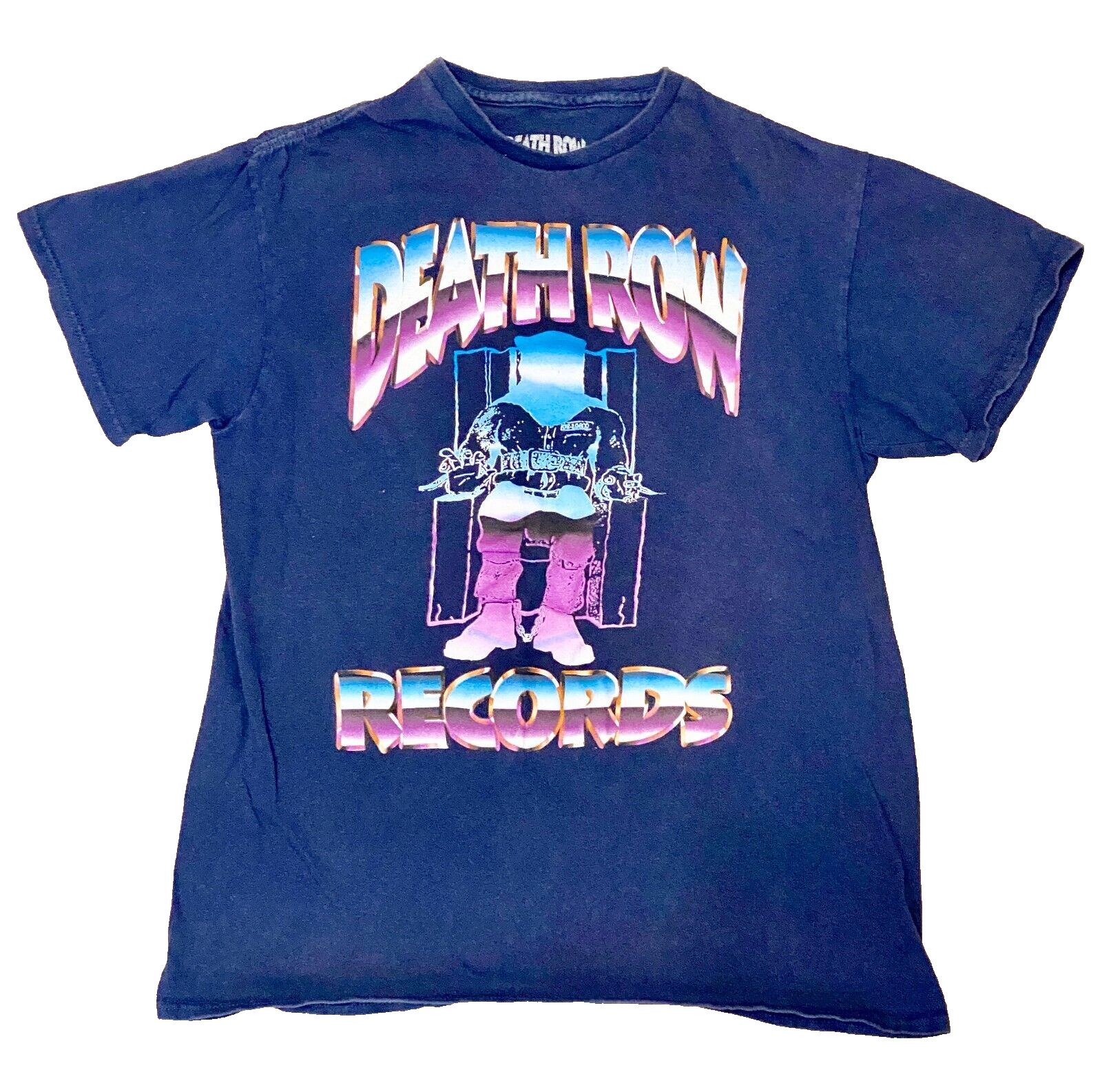 FILA Camicia blu Death Row Records taglia media M manica corta logo rap