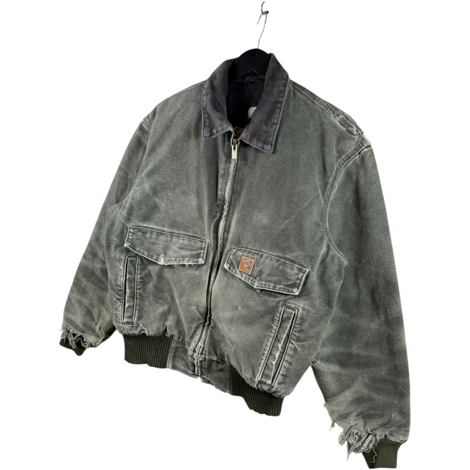 Chaqueta de bombardero vintage Carhartt arenisca acolchada forrada de vellón grande Foto 3 de 4