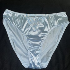 Delta Burke Panties size 10/3X Baby Blue Glossy Satin Second Skin VTG hi-cut NOS