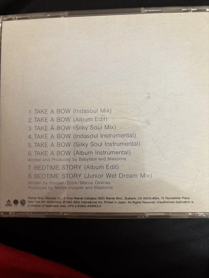 MADONNA Take A Bow Remixes JAPAN 8-track 5" MAXI CD WPCR-191 w/OBI ex.Rental Foto 2 de 4