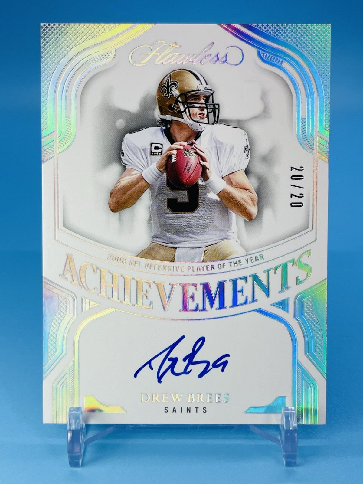 2025 Flawless ~ DREW BREES ~ Achievements 💥 On Card AUTO #'d 20/20 BOOKEND! 🔥 view 19