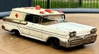 Vintage 1956 Bandai Japan Tin Friction Drive Toy Vehicle Ambulance Mercury Car