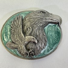 1990 Siskiyou Eagle Belt Buckle American Bald Eagle Pewter USA Vintage